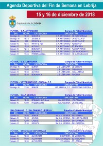Fin de semana deportivo 12-15-18