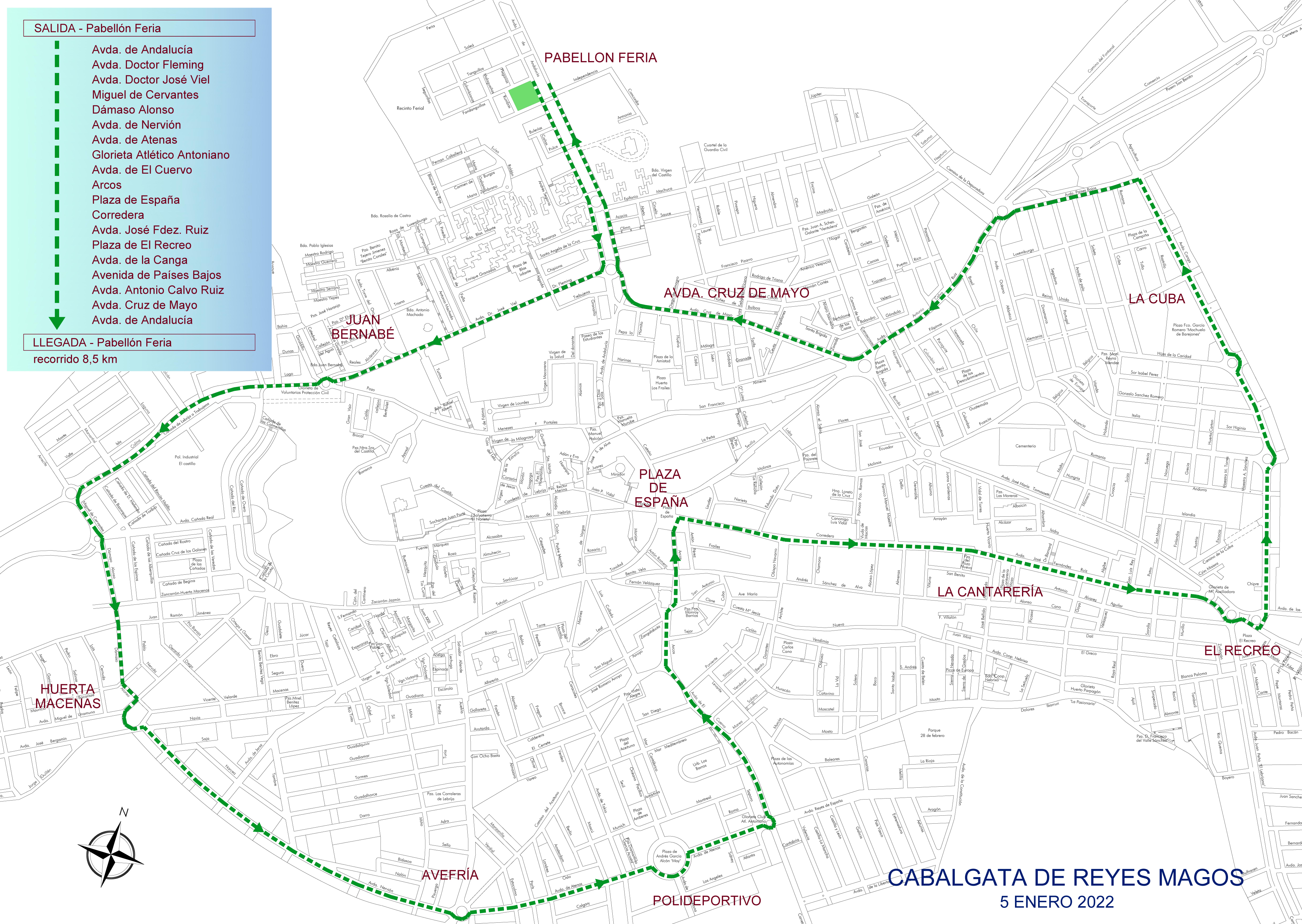 La Cabalgata de Reyes discurrirá por grandes avenidas y un recorrido de 8,5 km