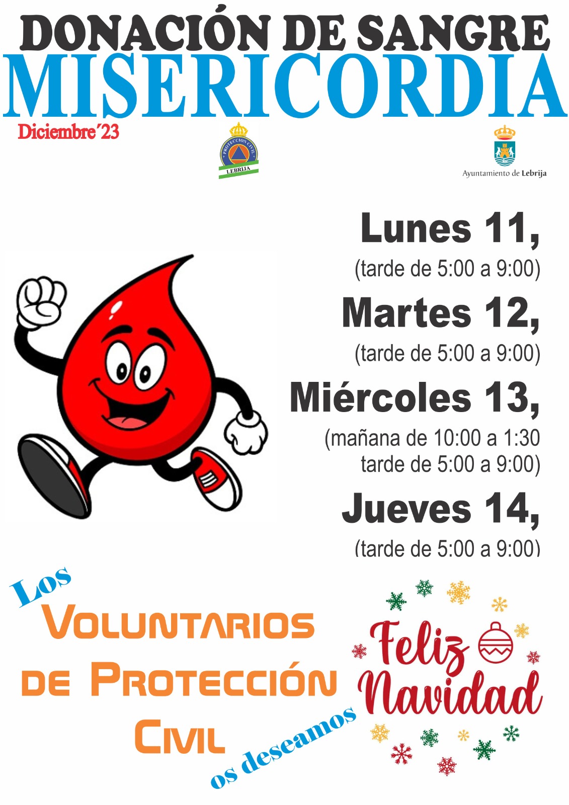 Del 11 al 14 de diciembre se podrá donar sangre en Lebrija